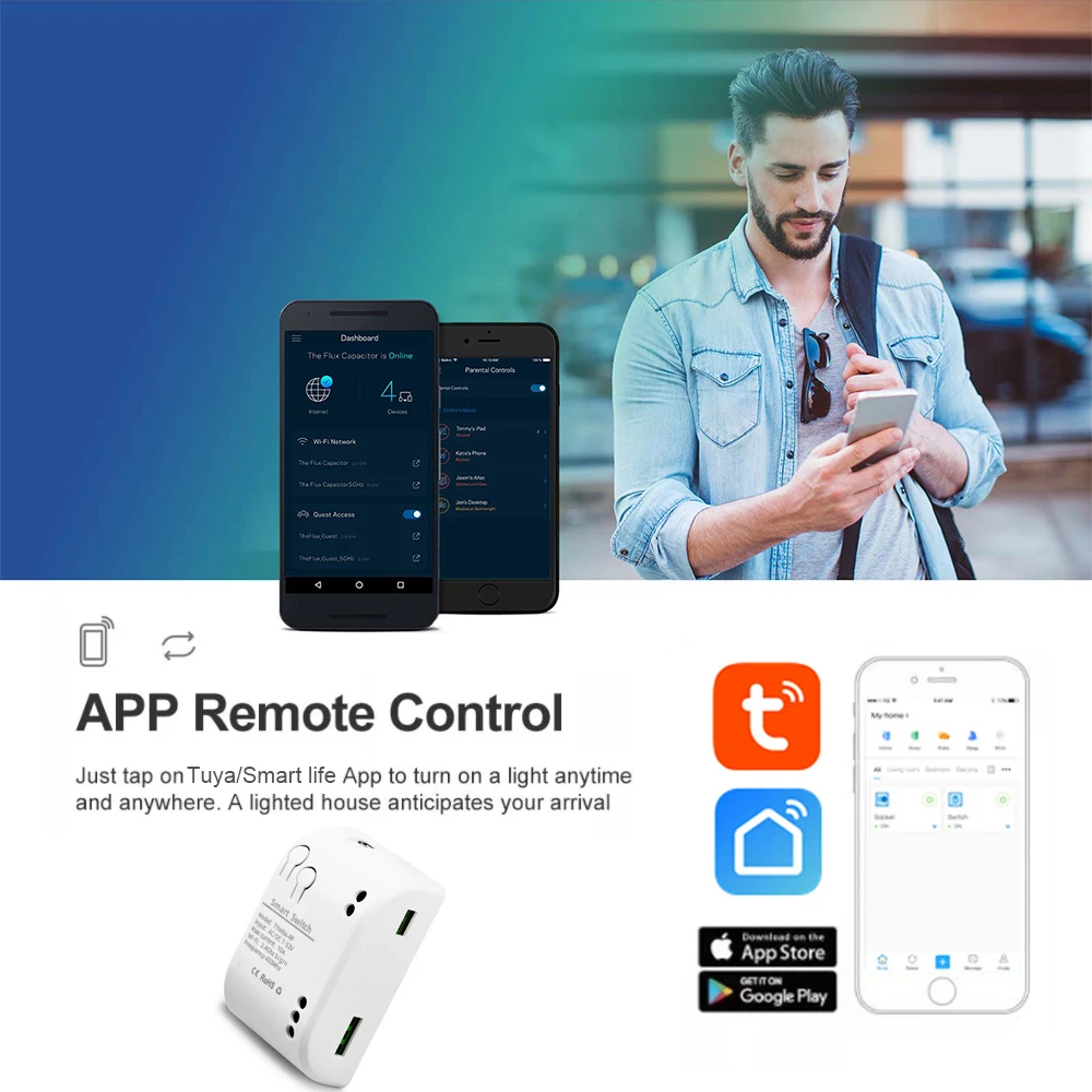 Tuya WiFi Smart 4-Channel Relay Switch Module – 7-32V, Self-Locking/Instant/Interlock Modes, Works With Alexa & Google Home, RF + Bluetooth