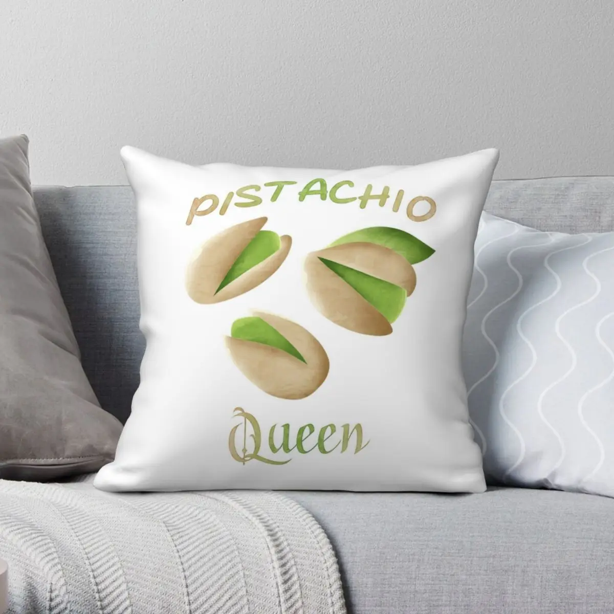 Pistachio Queen Pillowcase Polyester Linen Velvet Pattern Zip Decorative Throw Pillow Case Sofa Seater Cushion Case 45x45