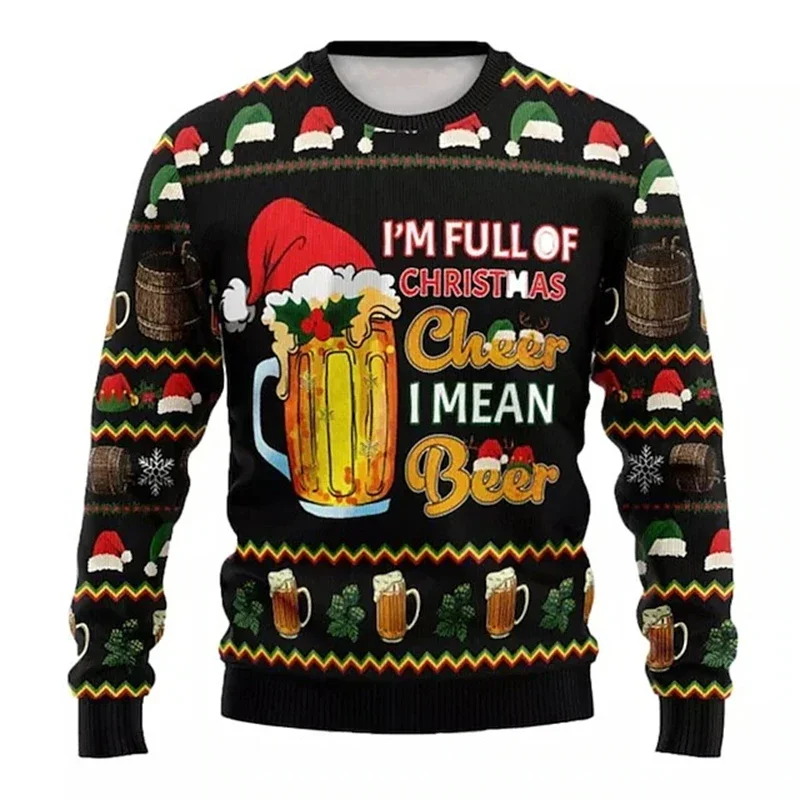 Die schönste Zeit für ein Bier – hässlicher Weihnachtspullover für Herren, bequemer, warmer Herbst- und Winterpullover, lustiger Weihnachtsparty-Pullover. – Detail 2