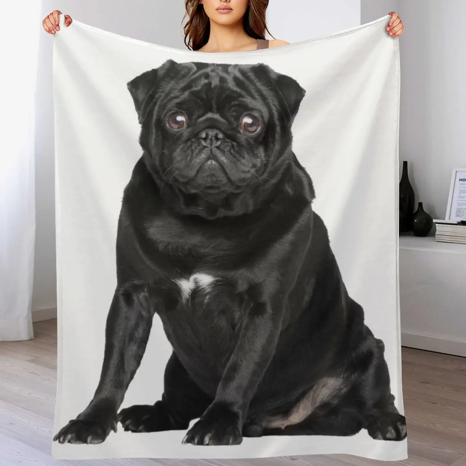 

Sweet Black Pug Throw Blanket Warm Heavy Thin Luxury Blankets