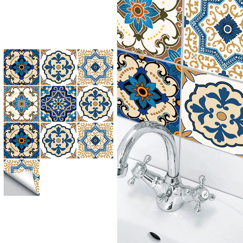 10 PCS/Pack Kitchen Tile Stickers Waterproof Bathroom Decals Wall Imitation Porcelain