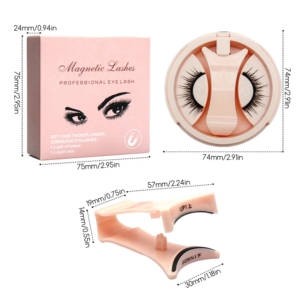 Kit de cílios magnéticos para mulheres com aplicador cílios postiços finos sem cola sem forro cílios magnéticos reutilizáveis à prova d'água