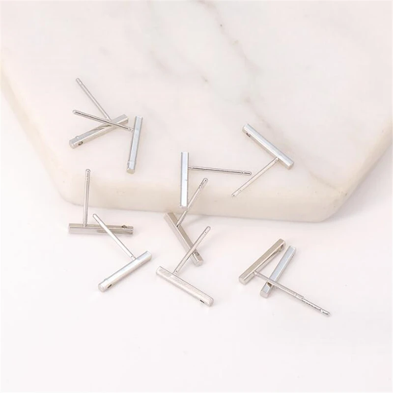 

10Pieces New Glossy Bar Ear Stud Needle Charms Connectors Diy Earrings Ornament Jewelry Findings Making Accessories Material