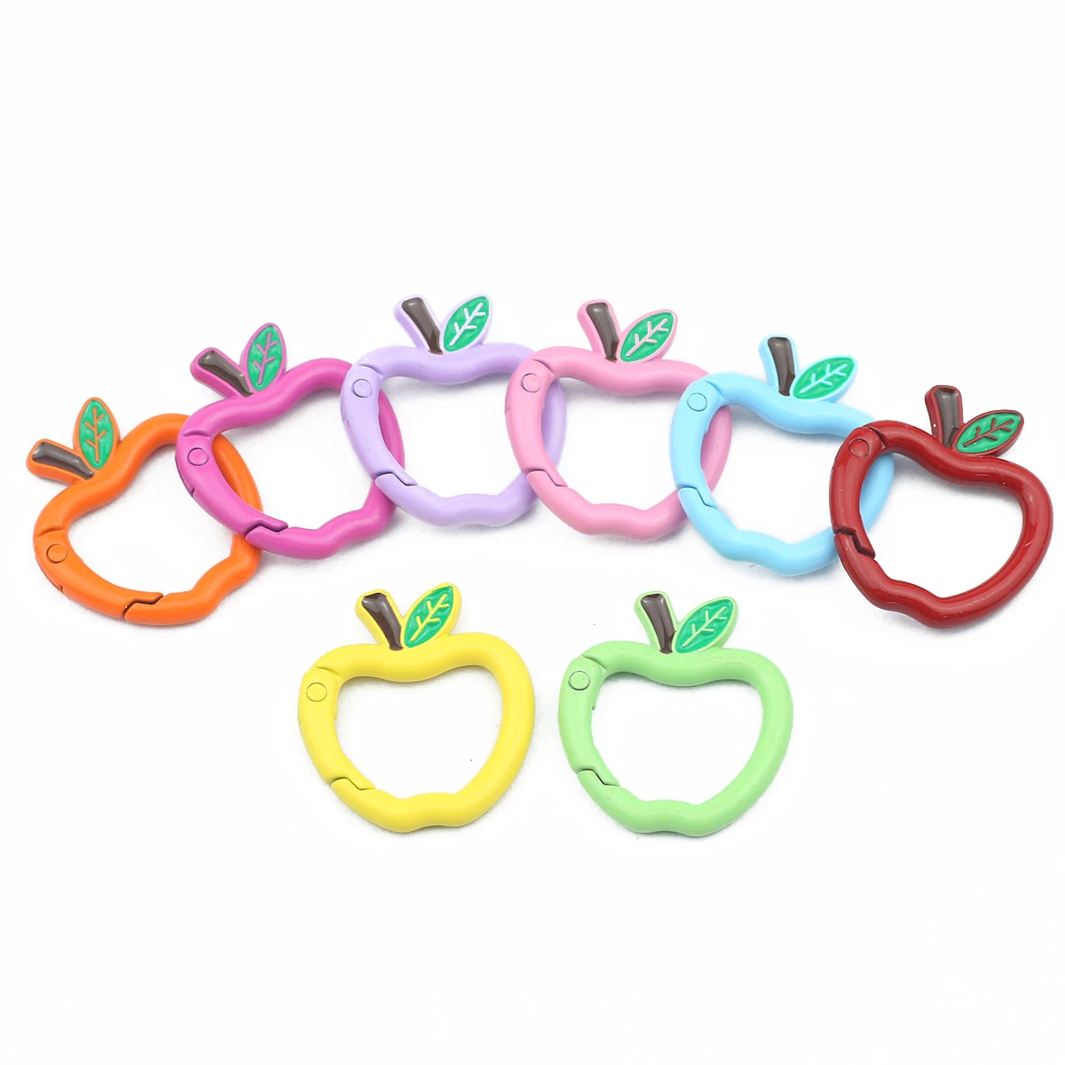 Colorful Metal O Ring 1/2/5pcs  Spring Clasp Openable Round Carabiner Apple Keychain Clips Dog Chain Jewelry Making Accessories