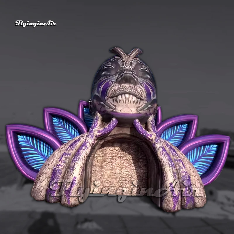 Amazing Purple Large Inflatable Goddess Stage Decorations Air Blow Up Jungle Queen Statue With Wings For Event Show