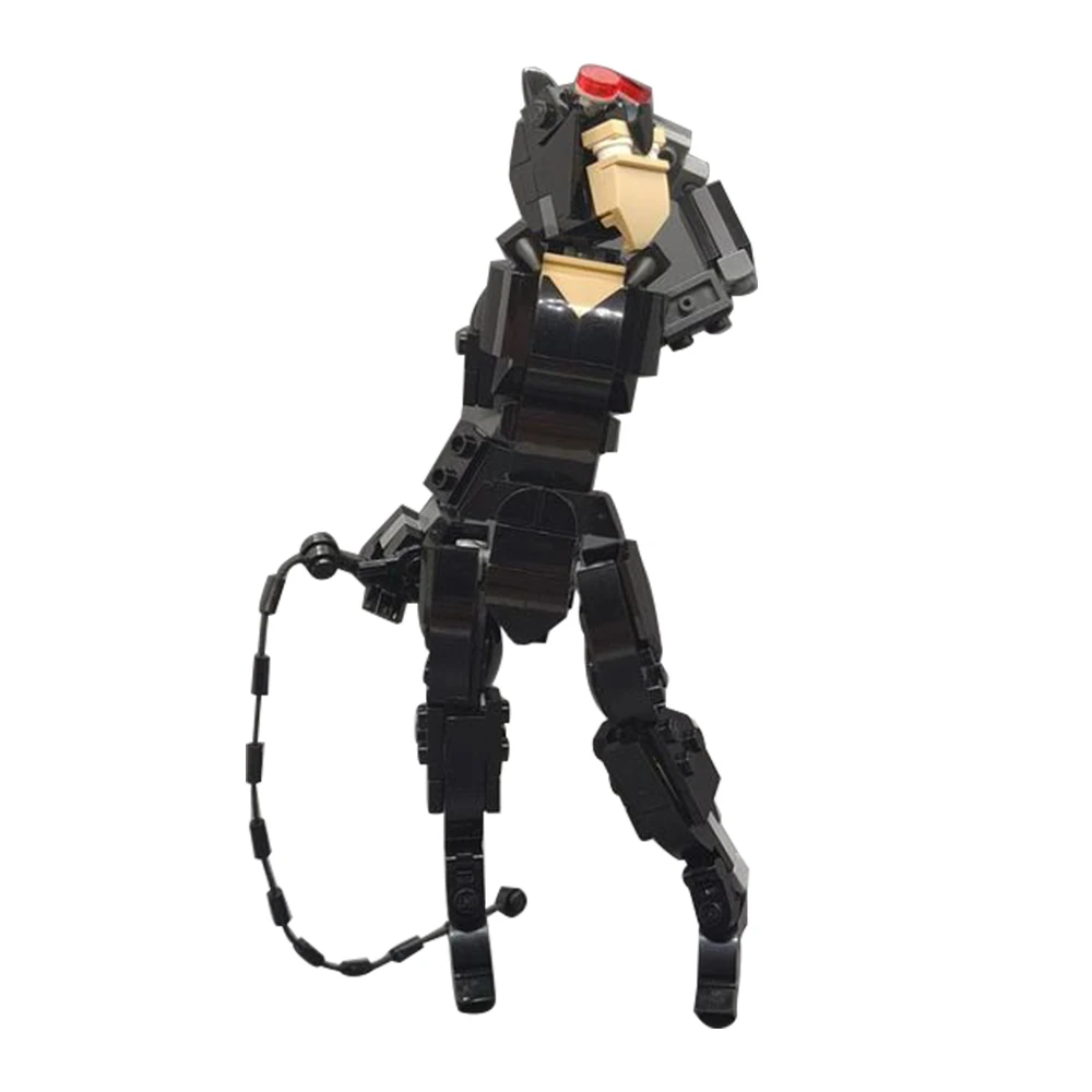 Gobricks MOC Catwoman Model Building Blocks Classic Anime Mech Warrior Mech Girl diy Bricks Toy for Childrens Birthday Gift