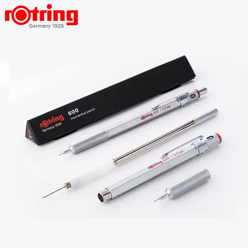 Hot Rotring 600 Mechanical Pencils 0.5mm 0.7mm Professional Drawing Sketching Pens Metallic Body Hexagon Holder Architect Gift