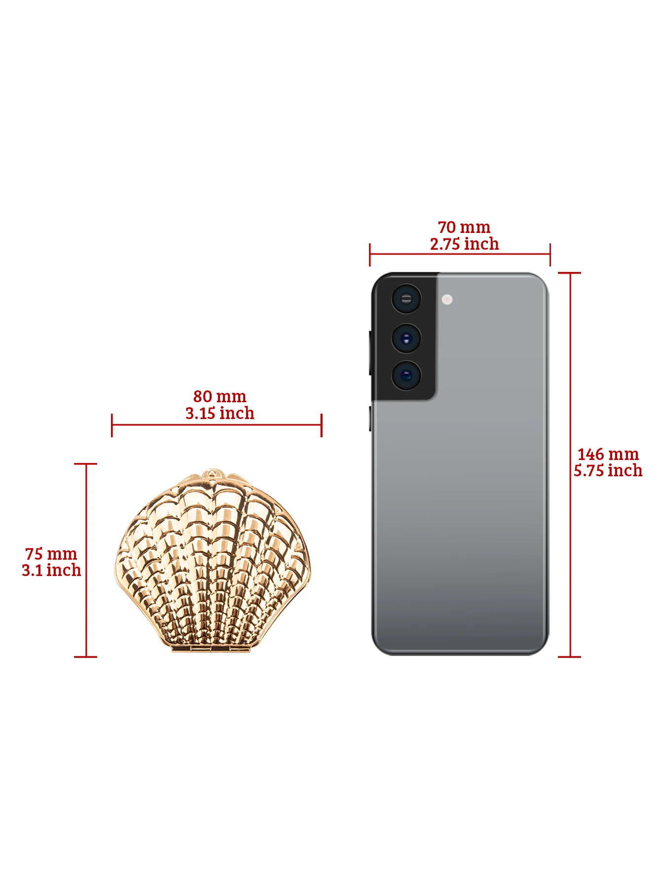 10PCS Golden Seashell dubbelzijdige handspiegelset - draagbare make-upspiegel met gratis witte geschenkdoos voor make-up reizen naar huis