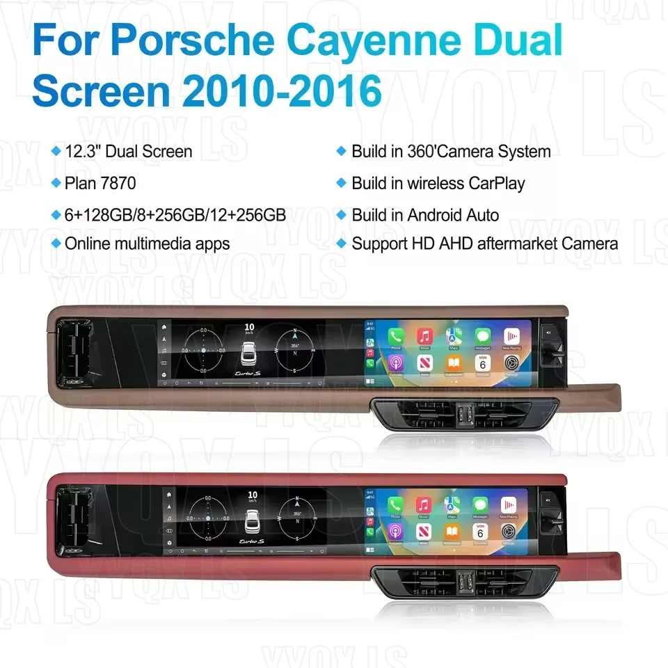24.6Inch DSP built-in 360 car radio For Porsche Cayenne 2011-2017 Upgraded Interactive CarPlay Navigation Android auto Screen