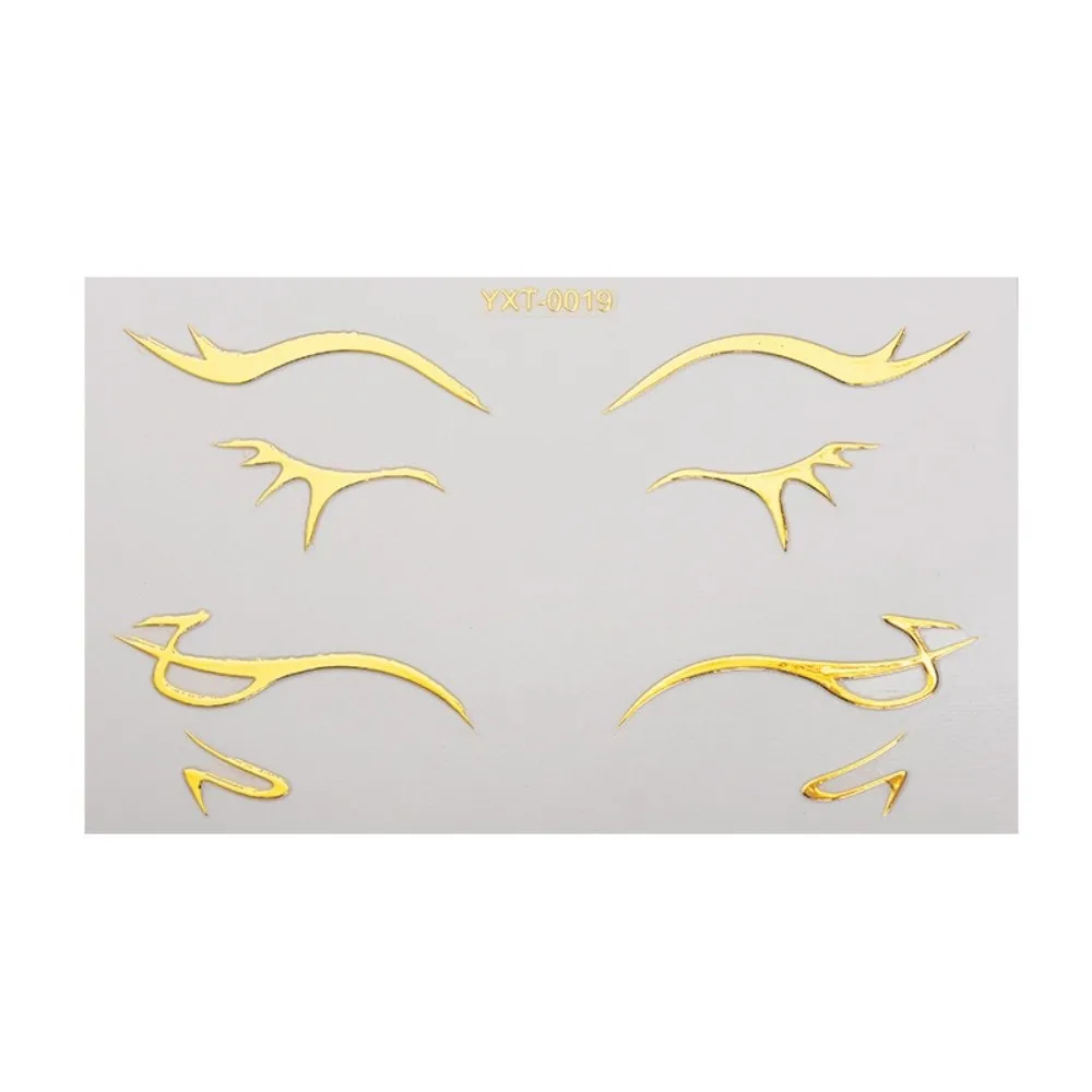 10 PCS Waterproof Eyeliner Eyebrows Tattoo Stickers Aurora Glitter Laser Eye Make-up Stickers Gold Silver
