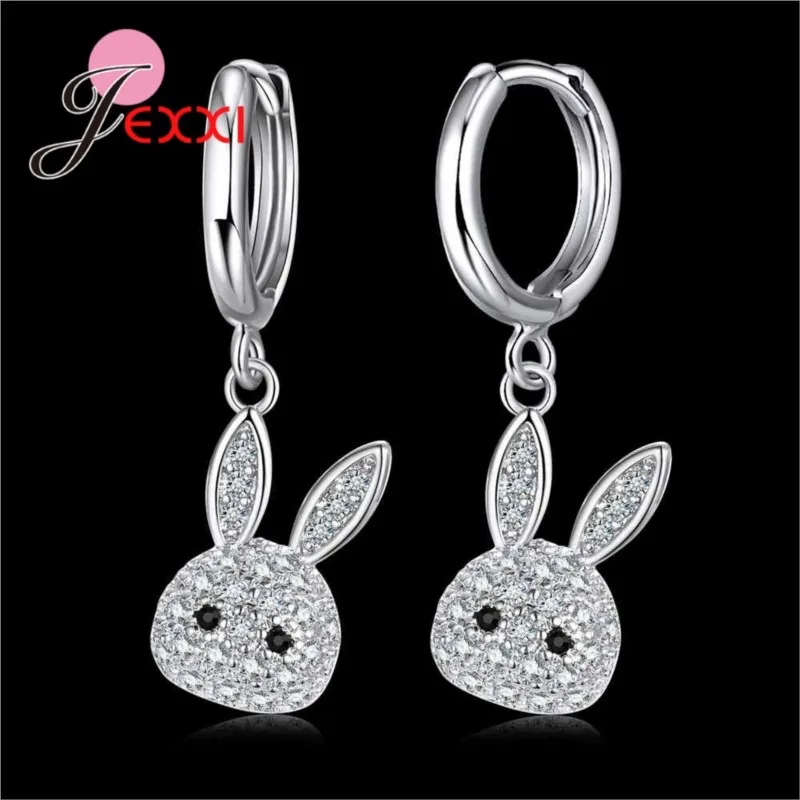 

Novel 925 Sterling Silver Shiny Zircon Crystal Cute Rabbit-shaped Banquet Party Christmas Holiday Earrings