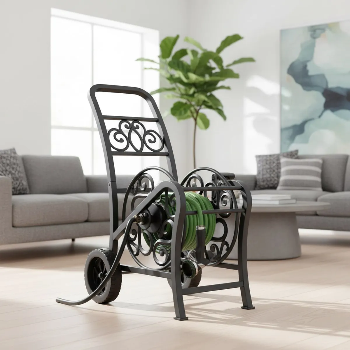 Metal 150ft Hose Cart Flat-Free Wheels Garden Hose Reel Outdoor Patio Storage Durable