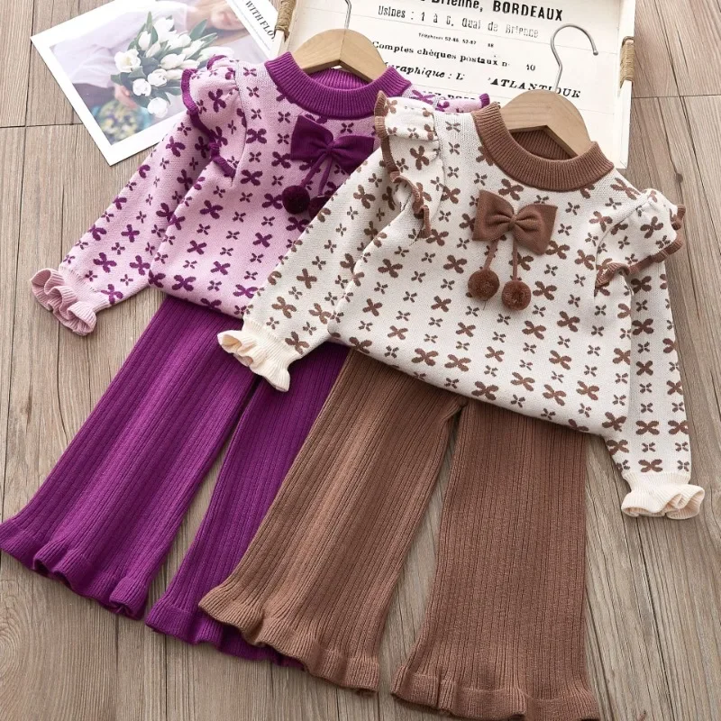 Baby Girls Clothes Set Winter Girls Outfits Kids Girls Knit Sweater+Pants Autumn New Girl Clothing Set Children Costume 2-6Yrs