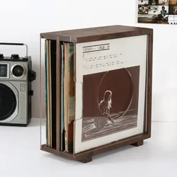 Black Walnut Vinyl Record Storage Shelf Acrylic LP Display Box for 12 Inch Vinyl Nostalgic CD Rack for Home Decor Music Lovers