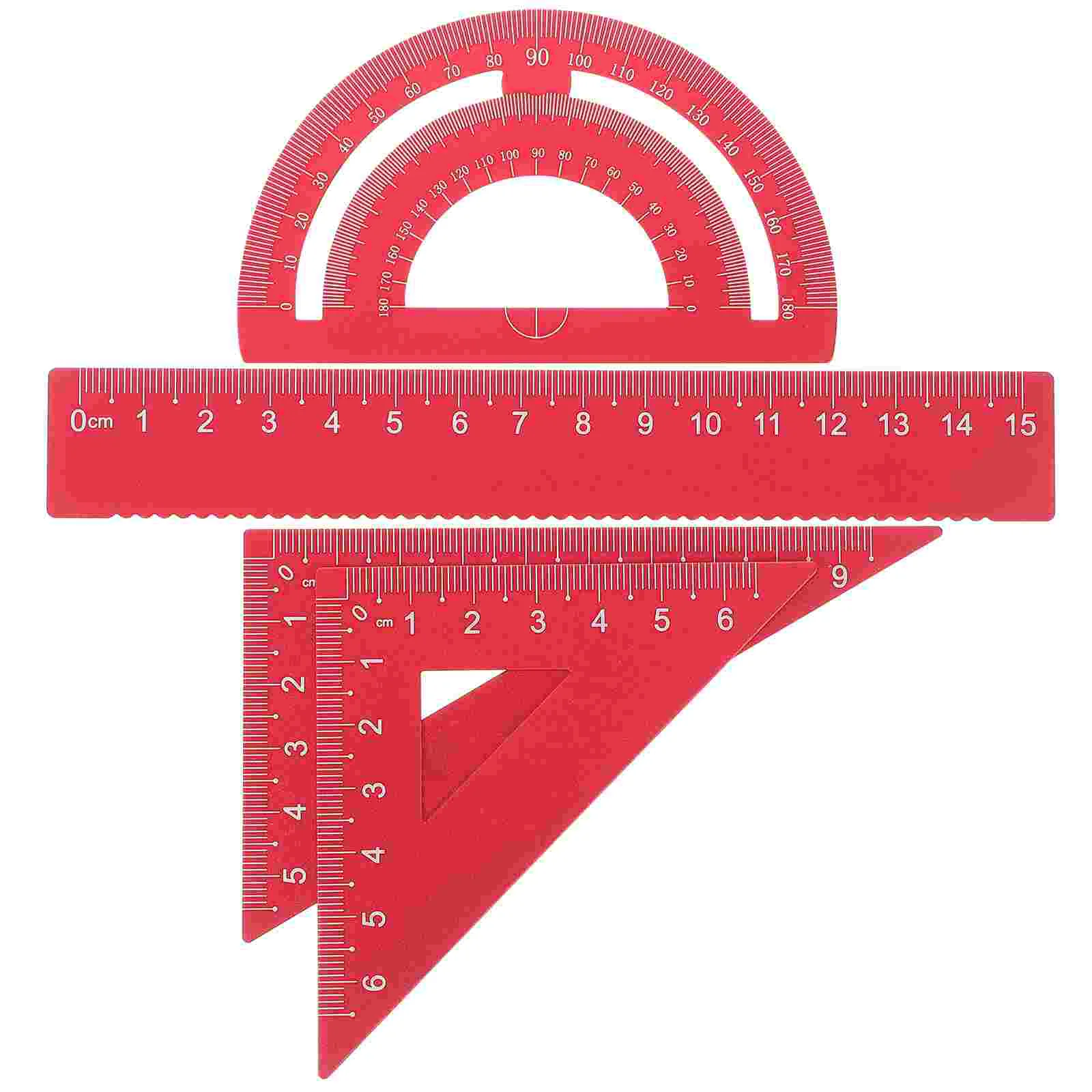 1 Set of 4PCS DIY Metal Ruler Sturdy Office Metal Ruler Ruler Stationery Set Triangular Plate Protractor Testing Ruler for Pupil