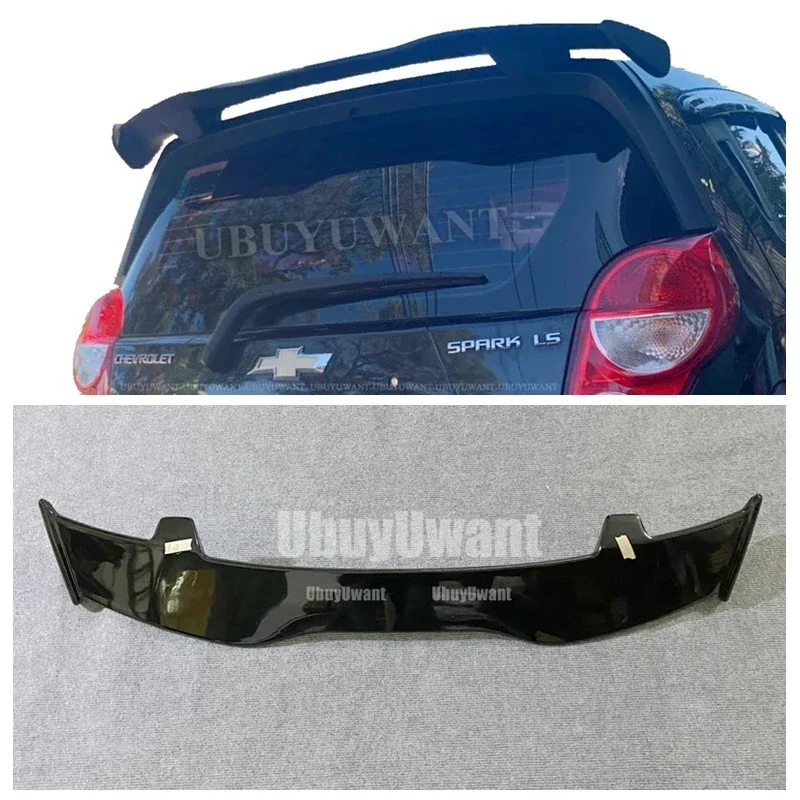 Alerón universal de plástico ABS con apariencia de fibra de carbono, alerón trasero para techo, kit de accesorios para carrocería de automóvil, alerón para hatchback para Chevrolet Spark