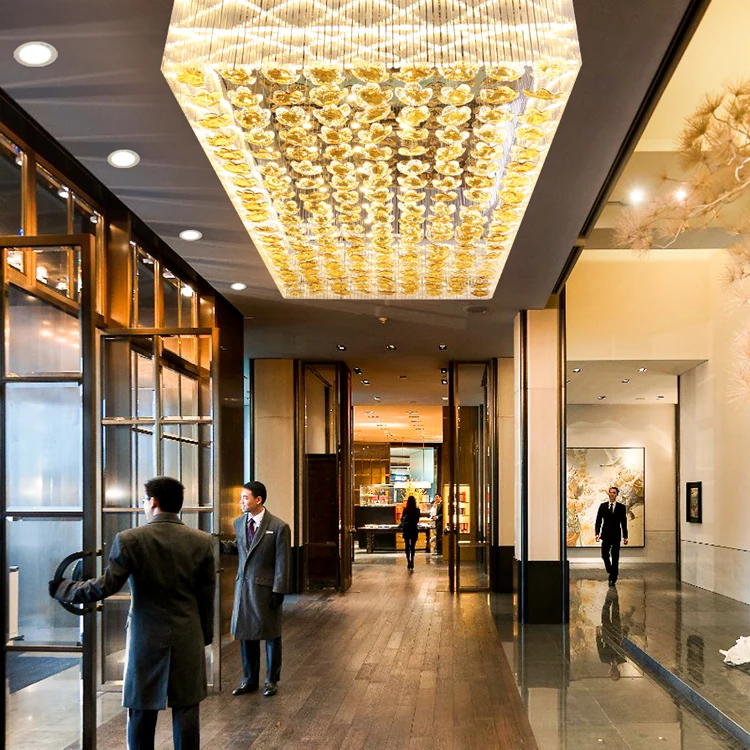 New Listed Custom Gold Flower Glass Steel Chandelier Light LED Ceiling Light Modern Luxury Indoor Decor Crystal Design
