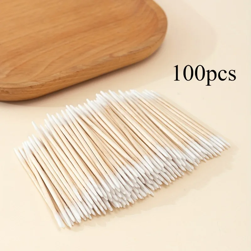 100/300/500/900pcs ,50/100set,Double Head  Cotton Swabs - Precision Pointed Tip, Multipurpose,  Wood Sticks for Makeup, Tattoo