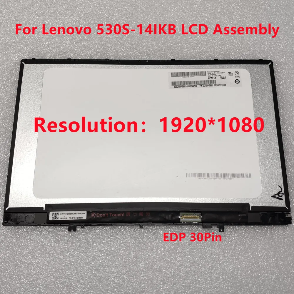 Imagem -03 - Montagem do Digitador da Tela de Toque do Lcd Substituição para Lenovo Ideapad 530s 14ikb Fhd Wqhd 5d10r06216 5d10r06217