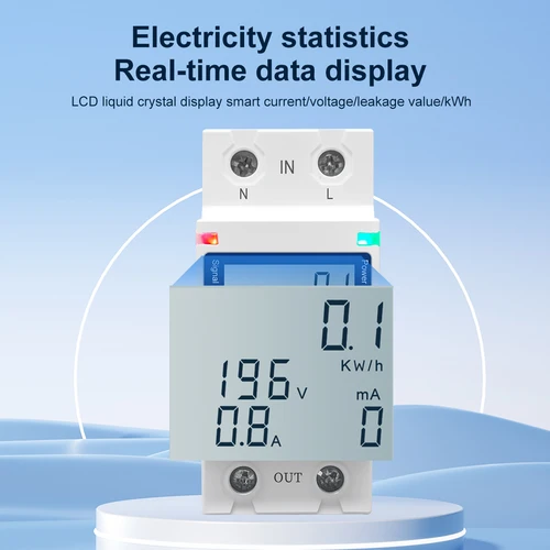 Imagen 2 del producto TOMZN WFI 110V 220V 63A Smartlife TUYA disyuntor medidor de energía temporizador de medición con voltaje corriente y protección contra fugas