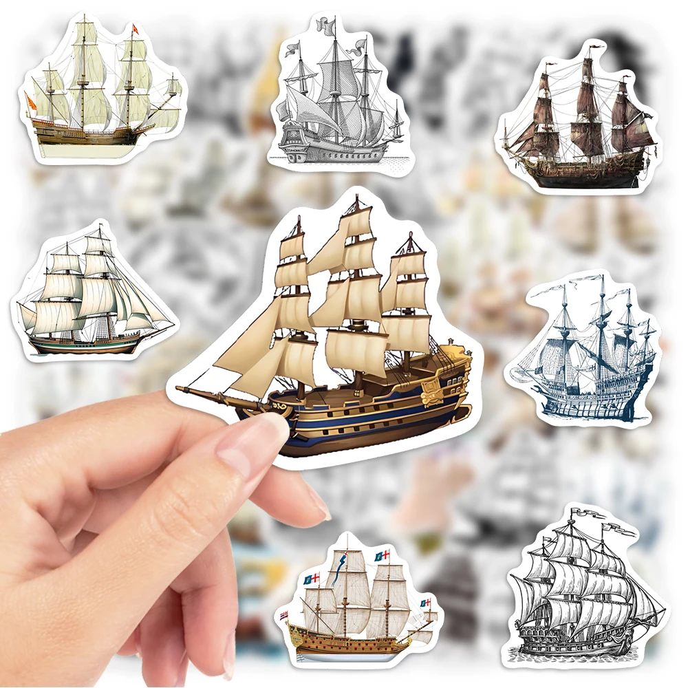رسم المراكب الشراعية القراصنة السفينة ملصقات الاطفال DIY اللعب هدية الزخرفية صائق لسجل القصاصات غير المرغوب فيه الكمبيوتر المحمول الأمتعة زجاجات مقاوم للماء