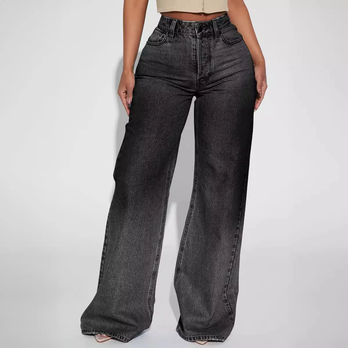 

Retro Baggy High-waisted Wide-leg Jeans, The New Simple and Comfortable Casual Floor-length Jeans for Women's Autumn and Winter