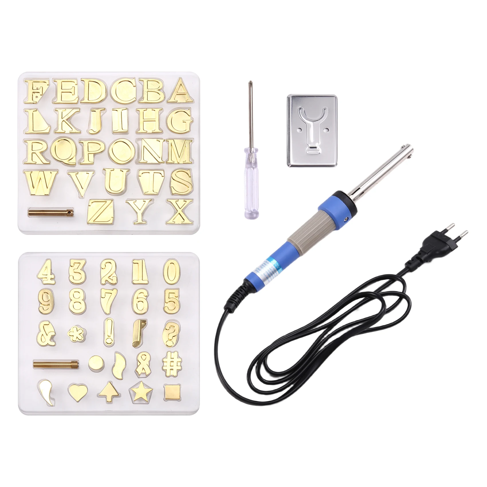 ABJI-Wood Burning / Carving Set Letter Soldering Iron Pen DIY Tools Alphabet Number Template For DIY Embossing EU Plug