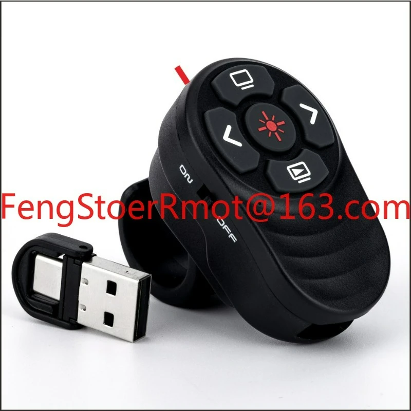 Rechargeable USB Type C Wireless Presentation Clicker, Finger Ring Presentations Powerpoint Clicker with Light Pointer