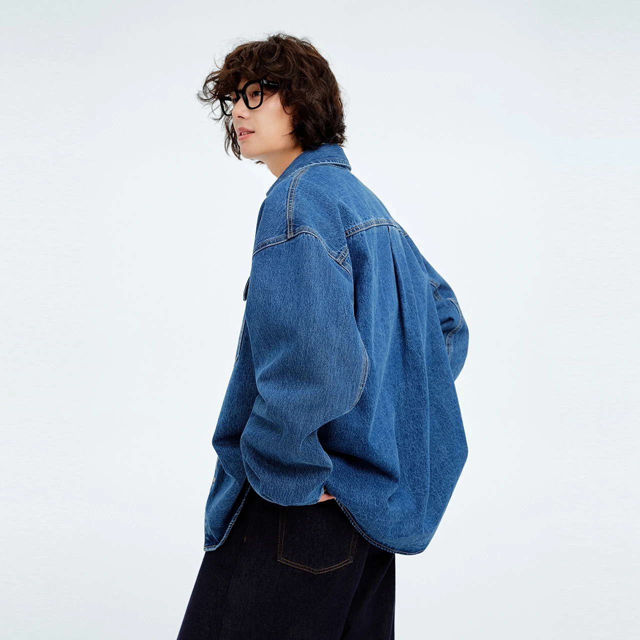 Immagine 5: Metersbonwe Giacca da camicia di jeans multiuso vintage invecchiata da uomo Tasche classiche con patta Capispalla oversize vestibilità casual Street Style