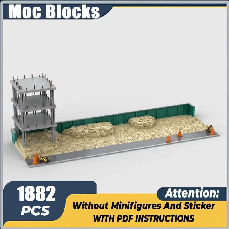 

Модульная строительная площадка Moc, строительные блоки, городской вид на улицу, дисплей для наборов 60409, кирпичи, сделай сам, строительные игрушки, праздничные подарки
