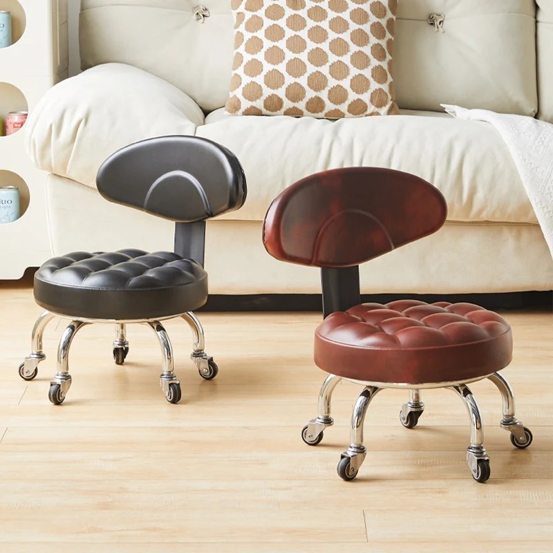 Wheel Small Stool Beauty Salon Chairs Pulley Low Rotation Shoe Stool Children Living Room Beautiful Swivel Chair Salon Equipment