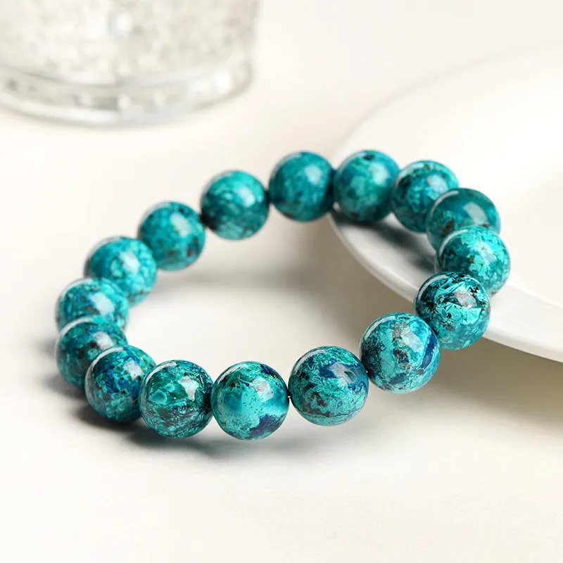 

Natural Blue Malachite Azurite Bracelet Round Beads Woman Men Green Malachite 8mm 9mm 10mm 12mm Fashion Rare Stone AAAAAA