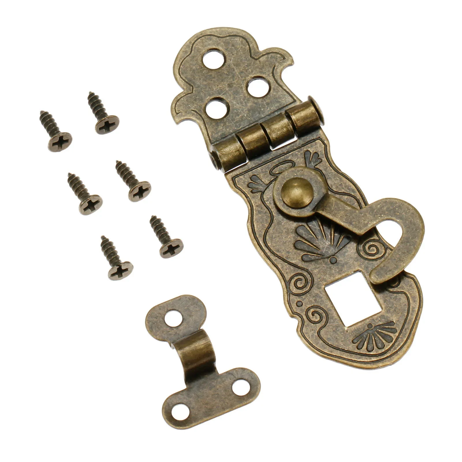 1 Pc Zinc Alloy 71*24mm Wooden Box Toggle Lock Antique Bronze Box Buckles Latch Clasp Pattern Carved Flower Book Lock Hardware