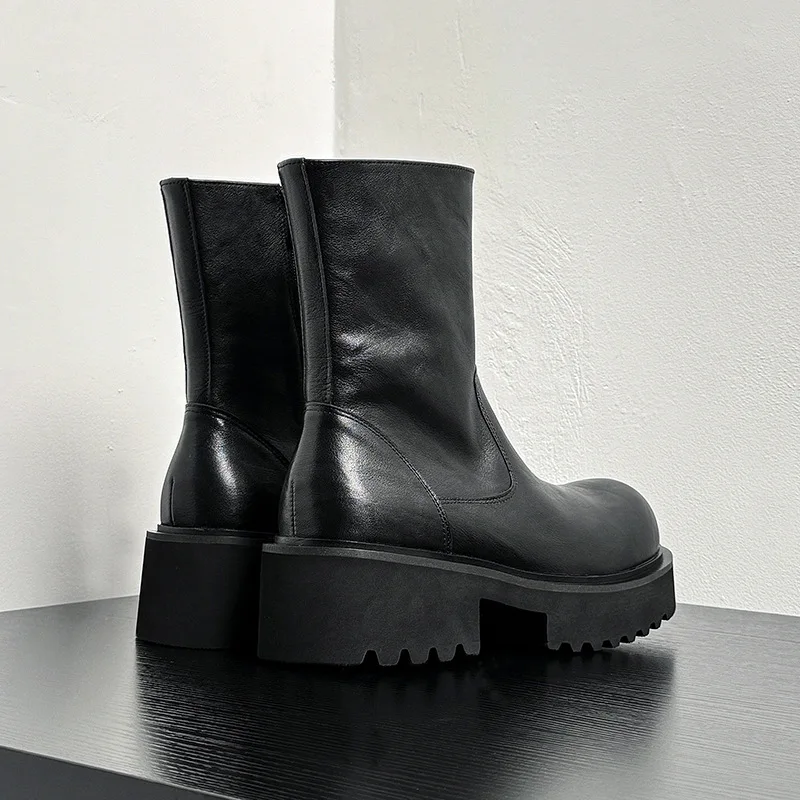 Retro masculino botas de tornozelo luxo couro genuíno 2024 inverno estilo britânico plataforma artesanal elegante preto casamento sapatos sociais homem