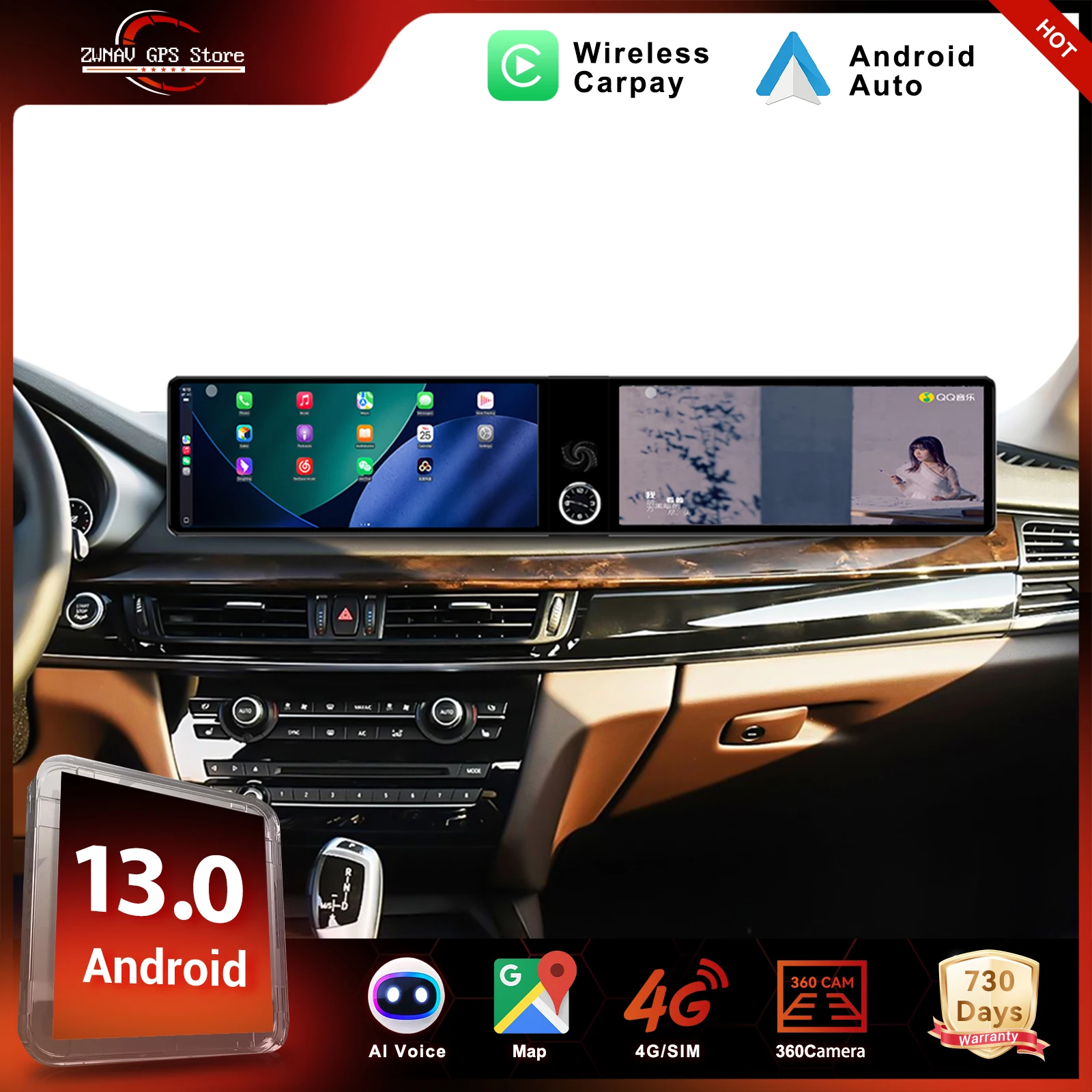 ZWNAV Android 13 Car RadioFor BMW X5/6 NBT/EVO 2014-2018 DSP Carplay Stereo GPS Multimedia Video Wireless Carplay