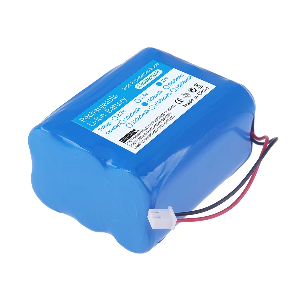 Bateria de iões de lítio para monitor, UPS, câmera CCTV, acessórios de atualização, 6000mAh, 12V, 3000mAh, 2600mAh, 18650, 3S1P, 12.6V