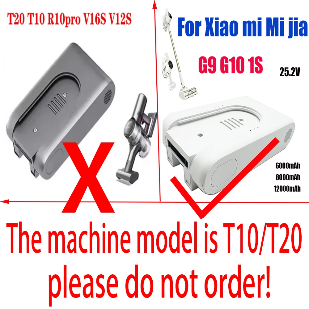 NUOVO 25,2 V ?   Batteria ricaricabile agli ioni di litio 12000mAh per Xiaomi Mijia G9 G10 Aspirapolvere wireless 12000mAh Accessorio