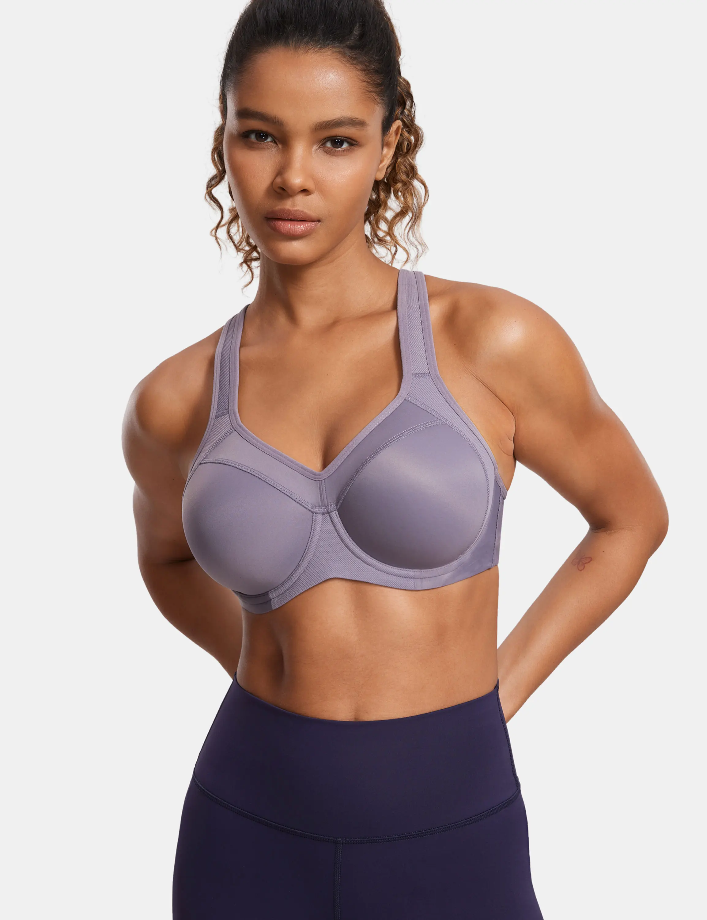 SYROKAN-Sutiã esportivo à prova de choque para mulheres, sutiã push up, suporte total, racerback de alto impacto, underwire levemente forrado, roupa íntima nova, 2023