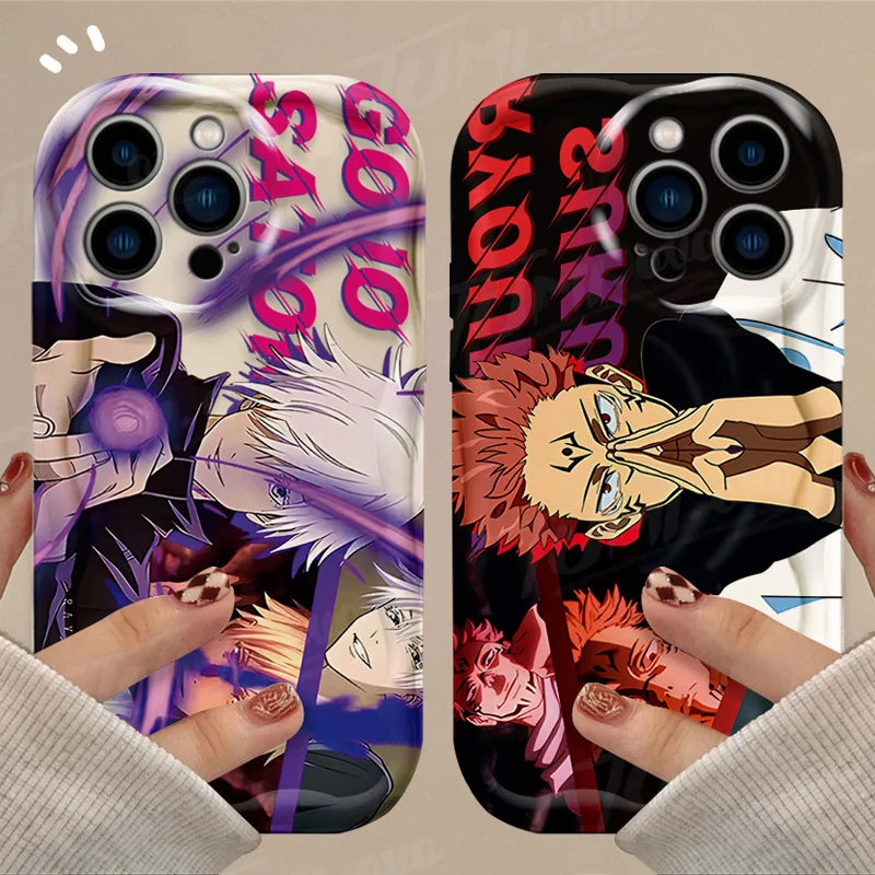 Anime Satoru Gojo 3D Wave Case For iPhone 15 14 13 12 11 Pro Max X XR XS 8 7 6 6S Plus SE 2020 Shockproof Soft Silicone Cover