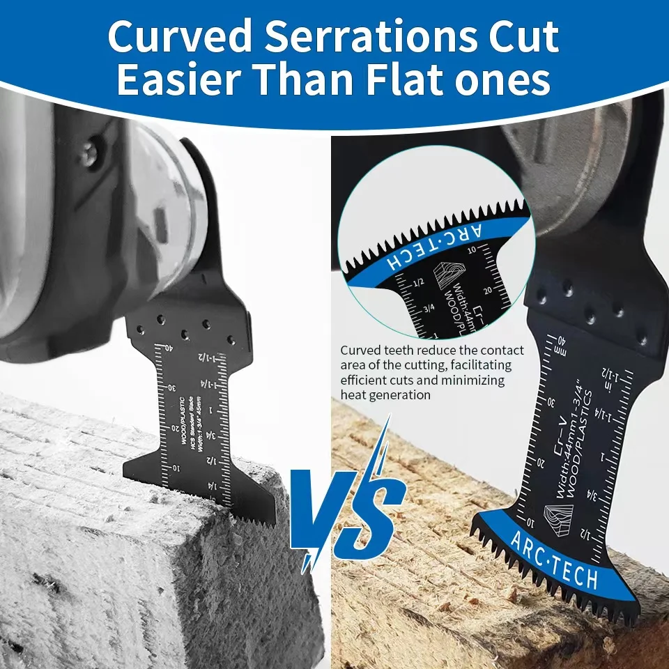 10PCS Japanese Tooth Arc Edge Oscillating Saw Blades Curved Edge Multitool Blades Set Efficient Cut For wood,plastic