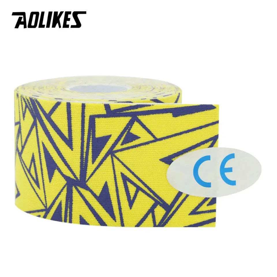 AOLIKES Kinesiology Tape Cotton 5CM With Prints Sports Accessory Elastoplast Waterproof for Muscle Support Pain Relief