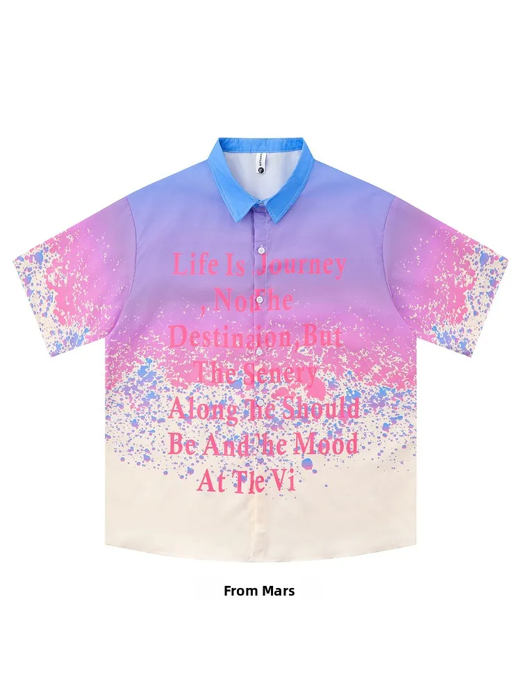 

from fiti Faion Letter Ink irt Lazy Design Summer Loose Fit ort Sve arp Collar Youth Trend Casual irt