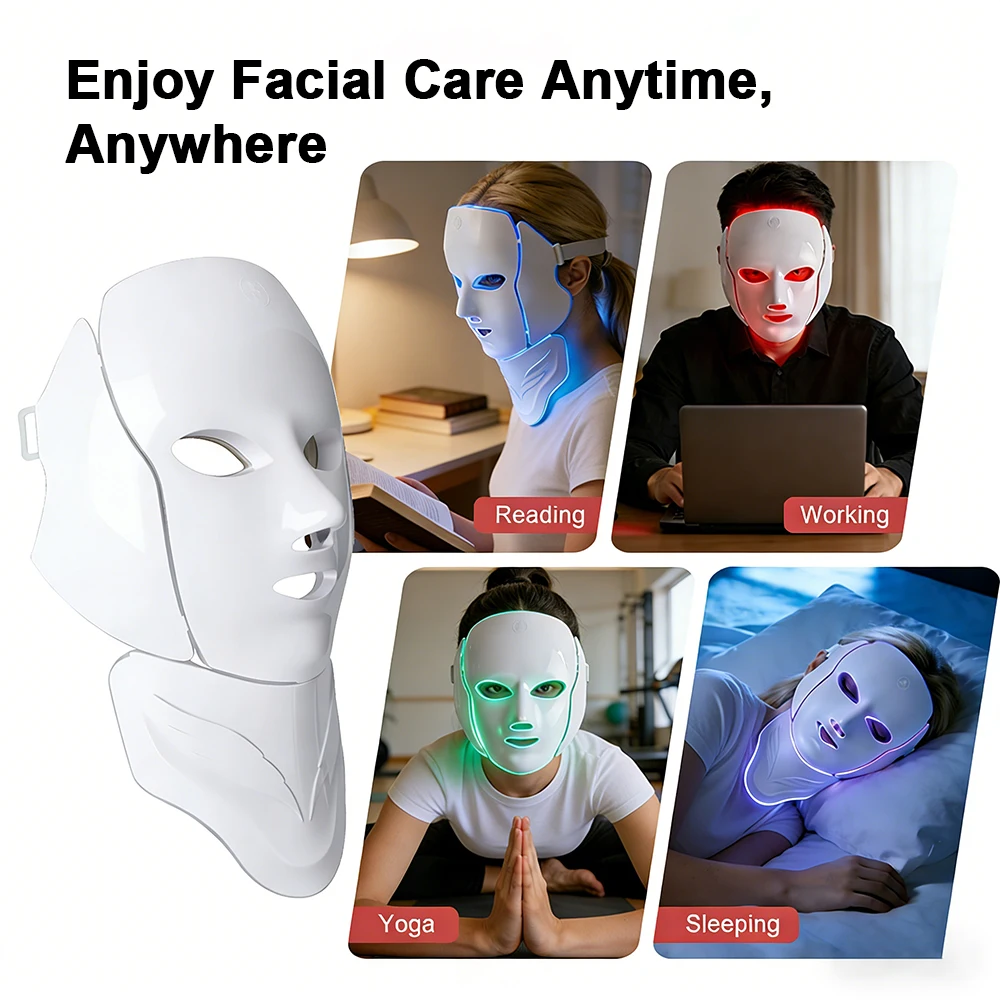 Draadloos 7 kleuren LED gezich - Led Light Therapy Face Mask recensie en prijs