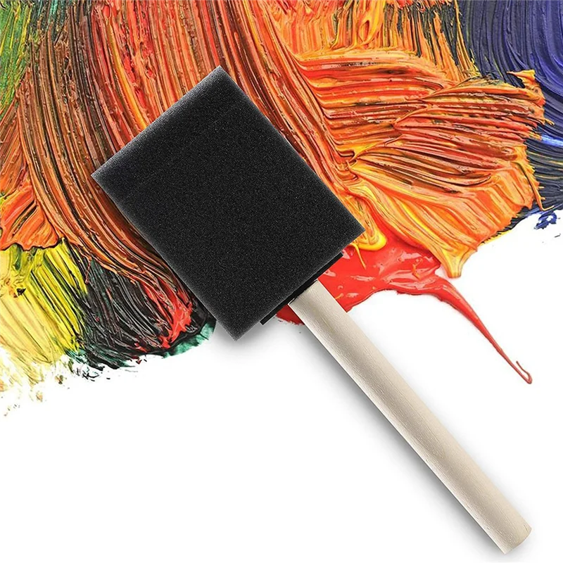 

50 Pcs 2 Inch Foam Sponge Wood Handle Paint Brush Set, Great for Acrylics, Stains, Varnishes, Crafts, Art