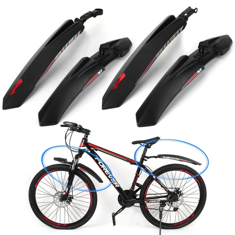 2Pcs Bicycle Splash Fenders with Reflective Stickers Front Rear Mud Guard Universal Mud Flaps for 26 27.5 29 Inch Bike