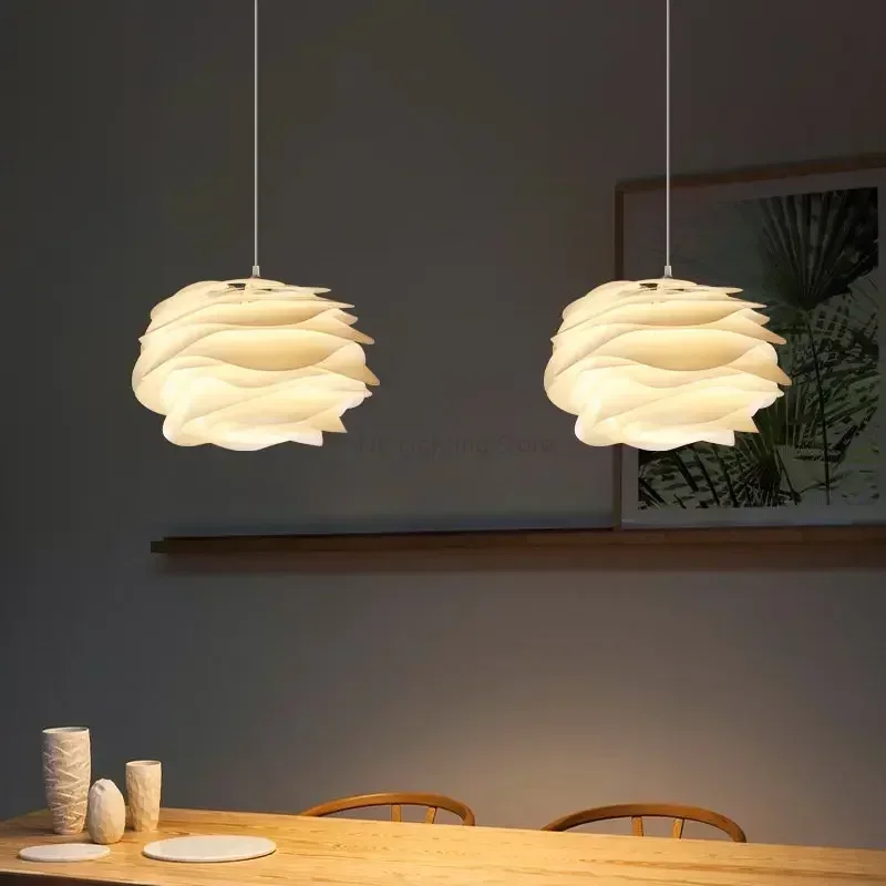 Danish Designer White Rose Pendant Lighting for Kitchen Island Bedroom Romantic Restaurant Acrylic Petal Chandelier Decor Lamps