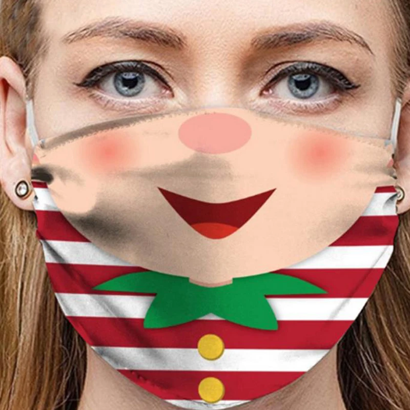 Face Mask Reusable Washable Protective Breathable Covering Christmas Print