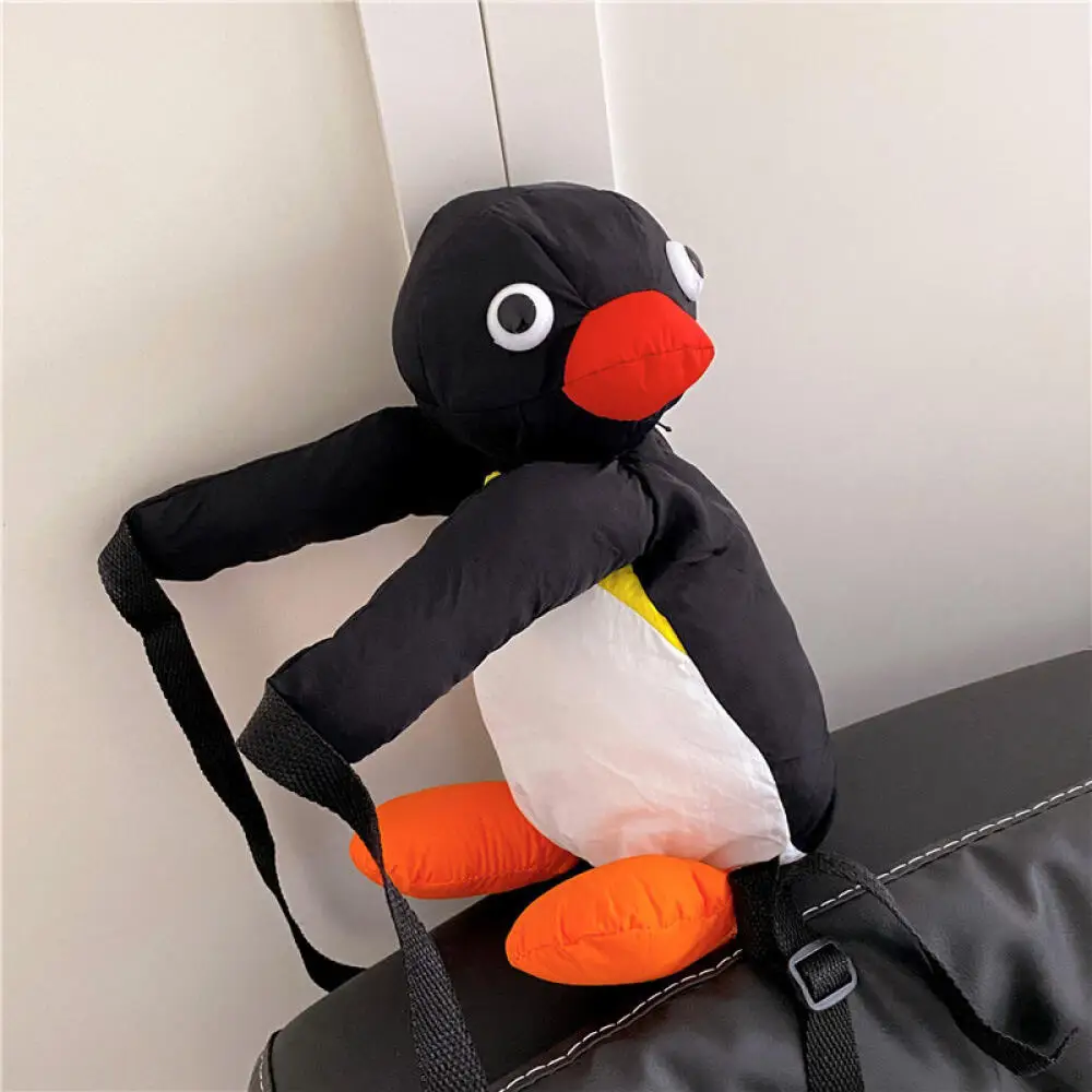 Sac à dos en peluche pingouin mignon, jouet de dessin animé, poupée d'animal en peluche doux, sac à bandoulière, sac messager cadeau