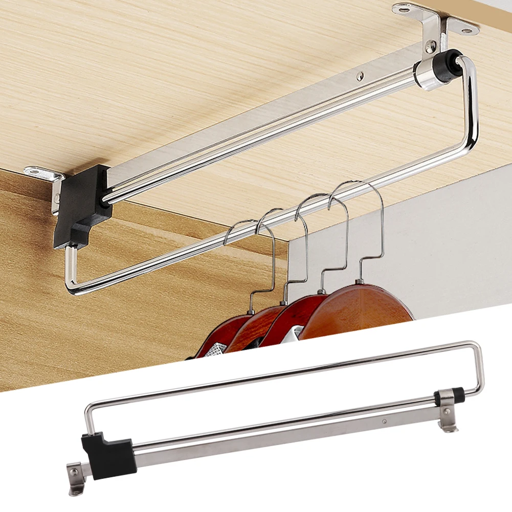 Wardrobe Hanging Telescopic Clothes Rod Cabinet Household Sliding Rail Pull Out