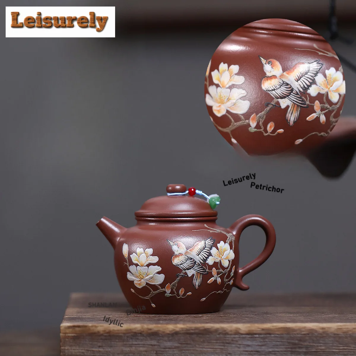 

290ml Yixing Purple Clay Teapots Artists Handmade Flowers And Birds Pot Raw Ore Purple Mud Tea Maker Kettle Zisha Tea Set Gift